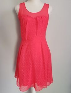 Express coral pink orange sundress sheer l…
